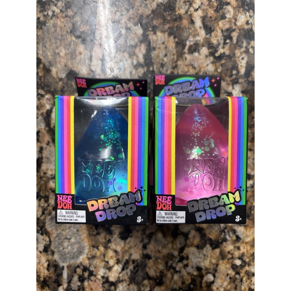 Schylling NeeDoh Dream Drop Stress Balls Lot of 2 Glitter Tear Drop Squishy Toys